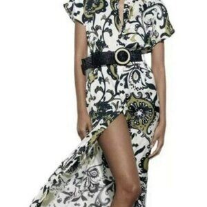 TRENDY ZARA PRINTED BUTTON FRONT SHIRT DRESS WITH BELT SIZE M